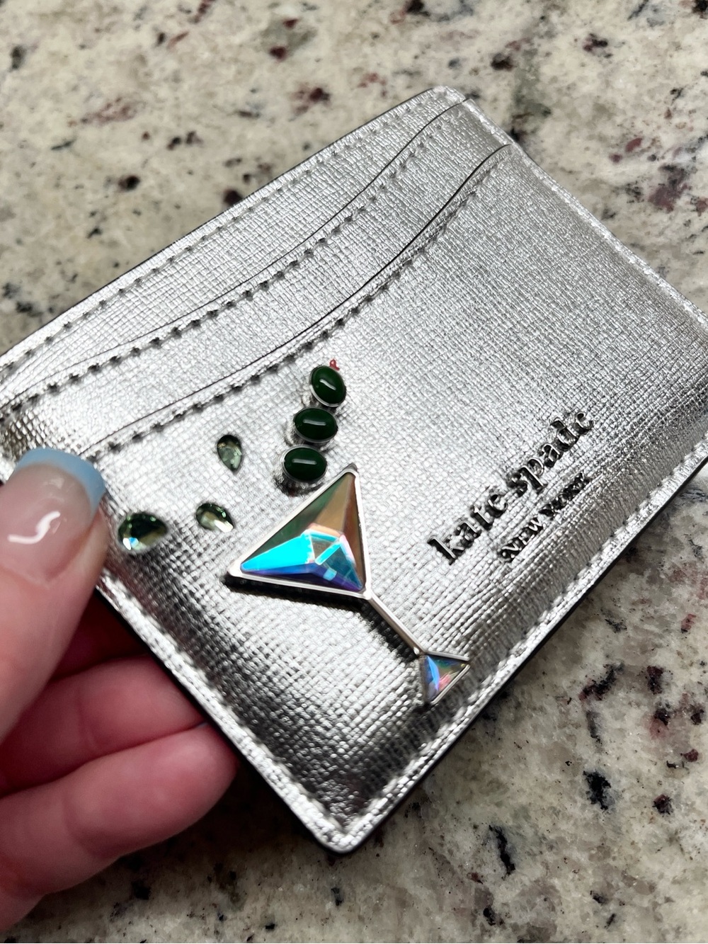 Kate Spade Shaken Not Stirred Embellished Card Holder EUC
